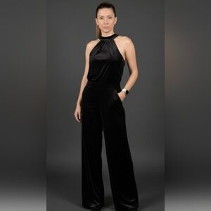 NWT - Elegant Velvet Black Halter Jumpsuit